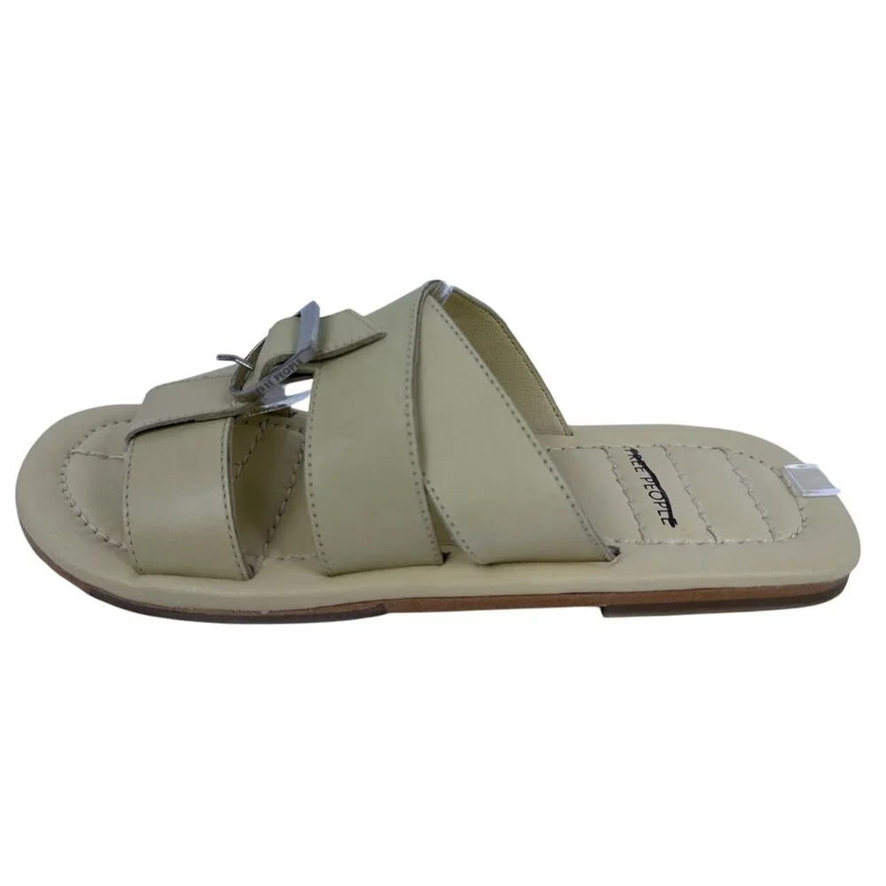 Free People Women's Sloan Buckle Open Toe Leather Sandals Buttermilk Size 8 - Picture 3 of 10